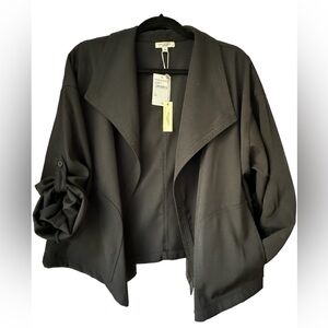 Max Studio London women’s black open front lightweight jacket with pockets